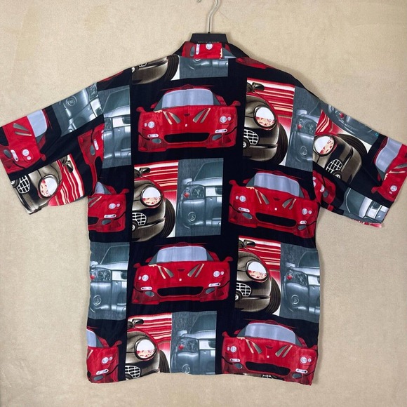 Up Ro's T Button Up 3-D Car Print Short Sleeve Shirt Mens XL Relaxed Fit Vintage - Picture 8 of 9